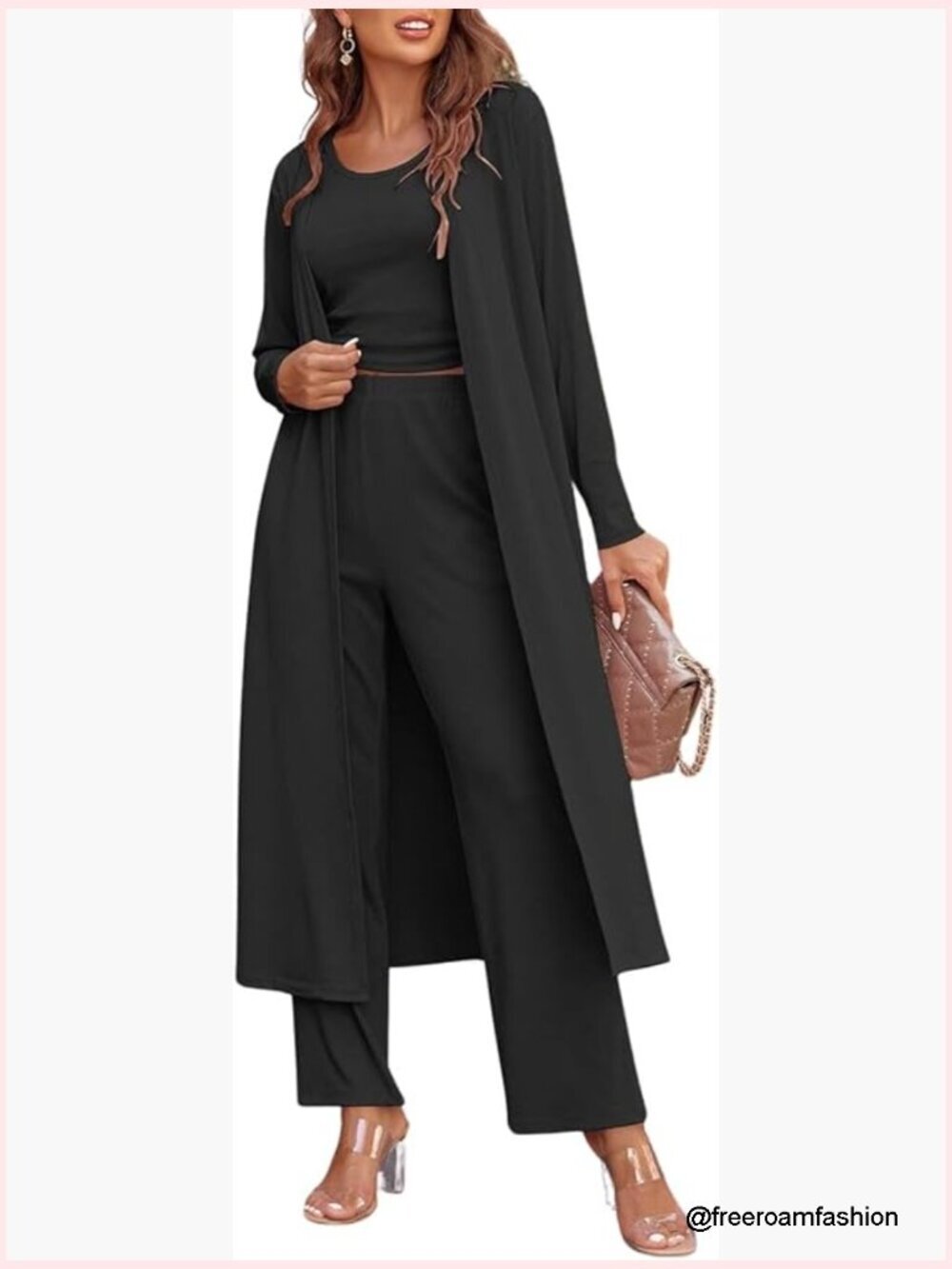 3 Piece Long Sleeve Cardigan Sweatsuit Set Loose Fit